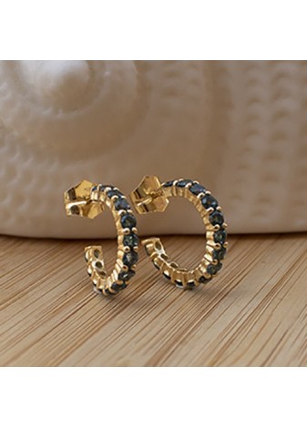 Pendientes en Plata Aro Chico Blue London Gold