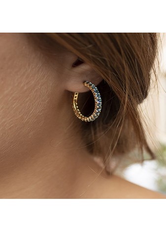 Pendientes en Plata Aro Chico Blue London Gold