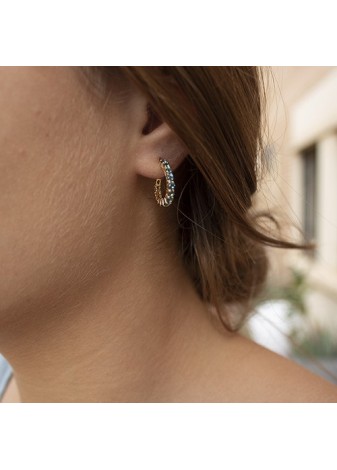 Pendientes en Plata Aro Chico Blue London Gold