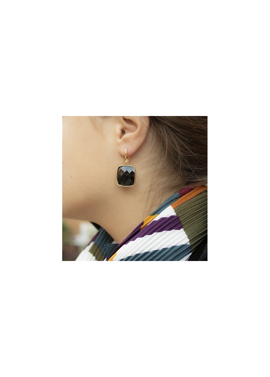 Pendientes en Plata GIOL 18 Onix Gold
