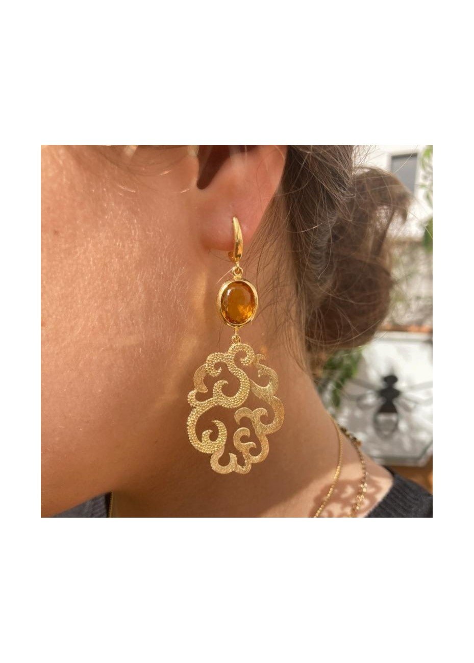 Pendientes en Plata Arab-Giol Citrino Gold