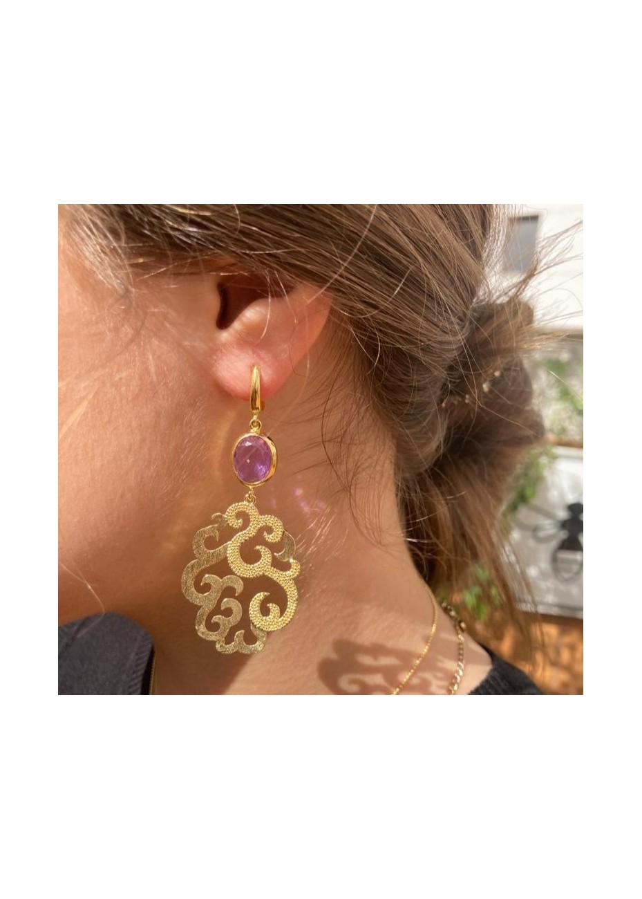 Pendientes en Plata Arab-Giol Amatista Gold