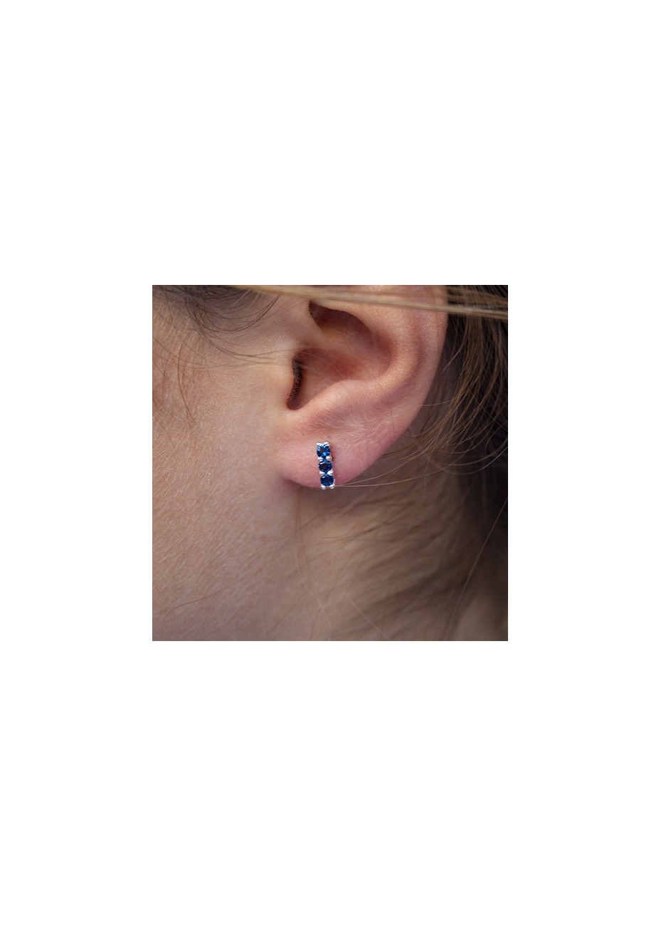Pendientes en Plata Tre Zafiro Sintético Silver