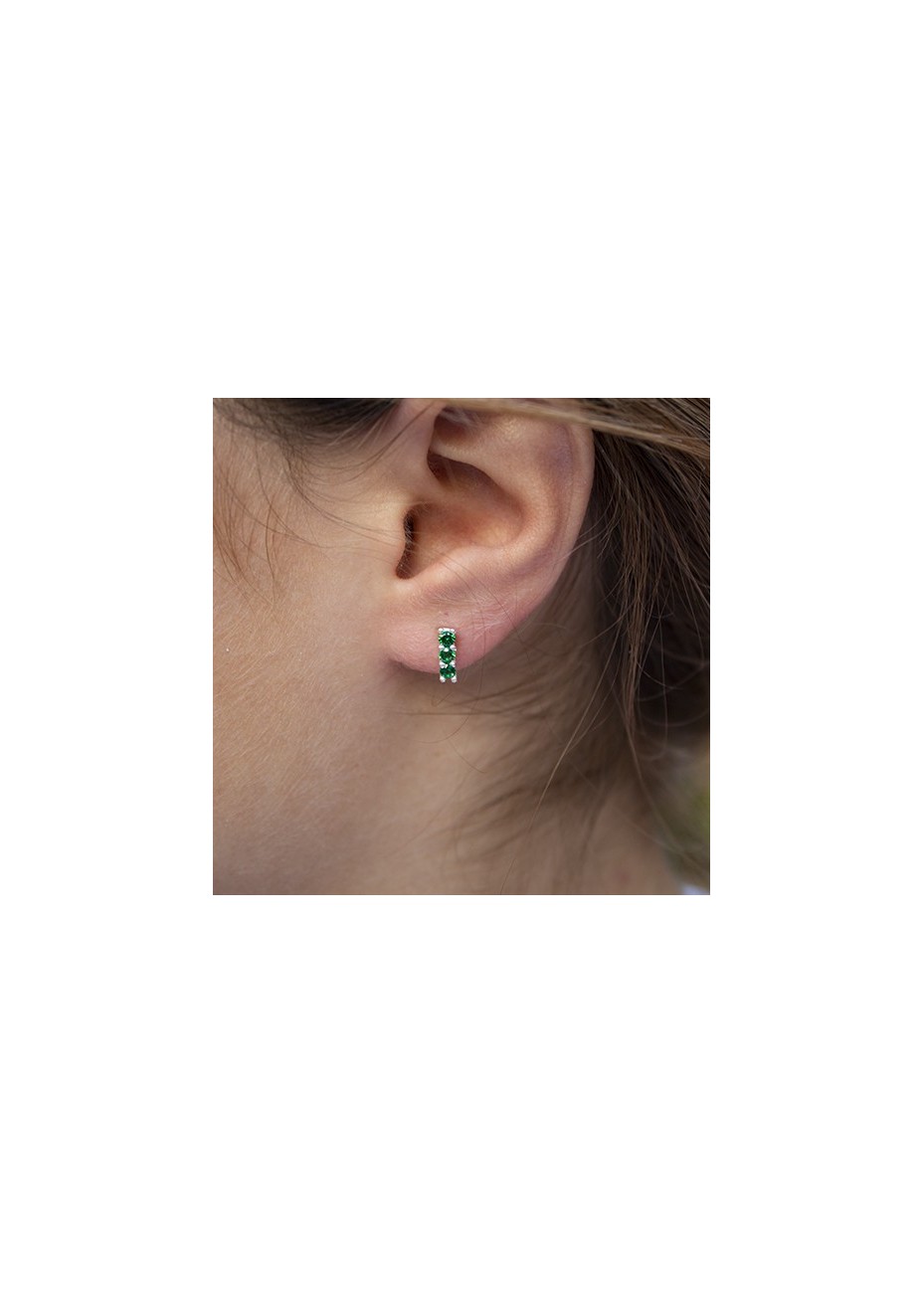 Pendientes en Plata Tre Esmeralda Sintética Silver
