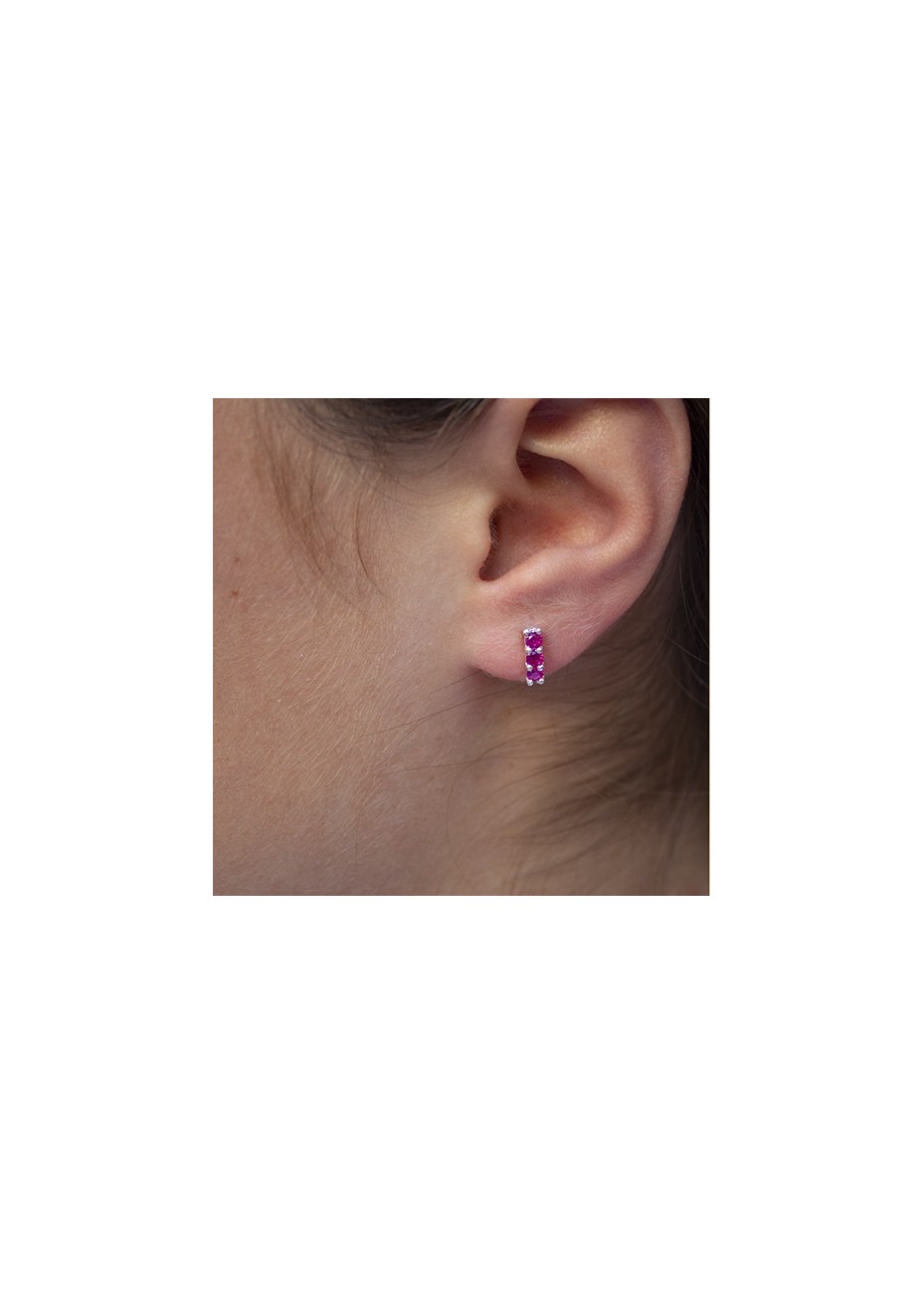 Pendientes en Plata Tre Rubí Sintético Silver