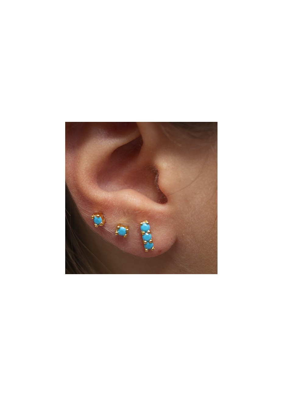 Pendientes en Plata Tre Nanoturquesas Gold