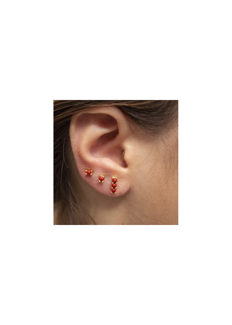 Pendientes en Plata Chatón 2,5mm Coral Gold