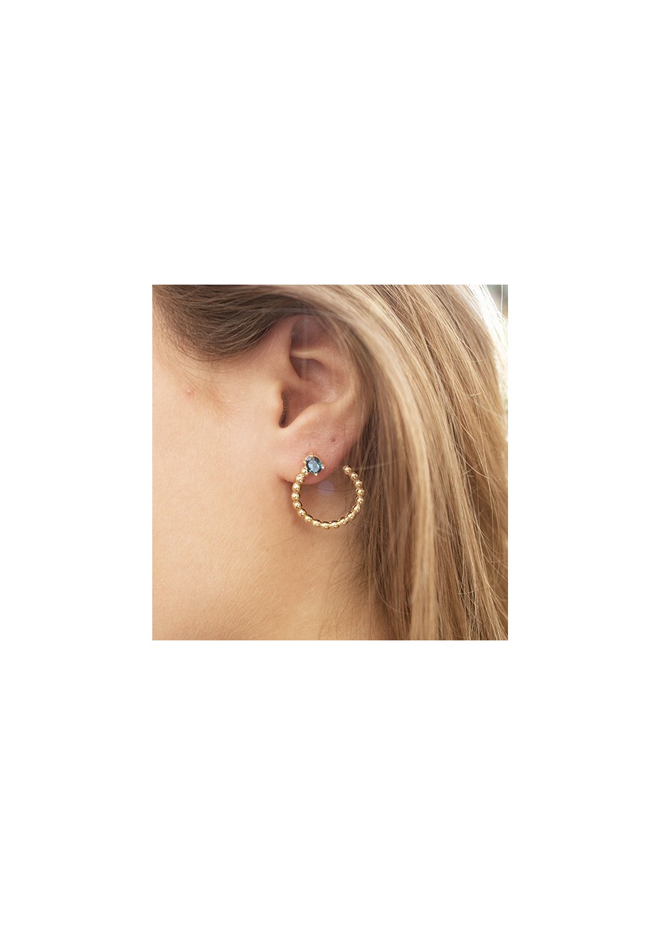 Aros en Plata Bolas y Oval Blue London Gold