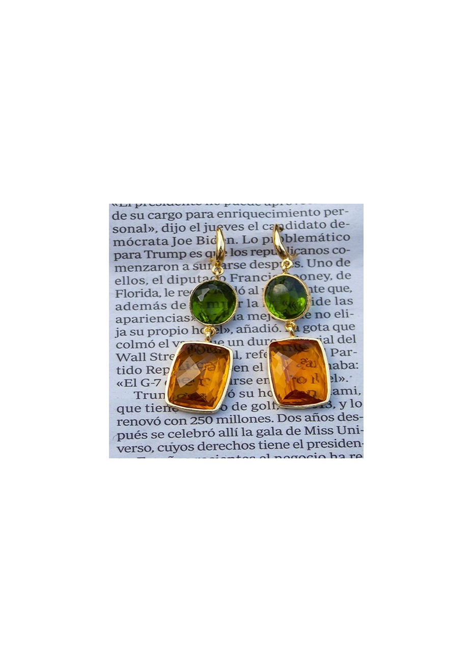 Pendientes en Plata Haly Citrino y Esmeralda Gold