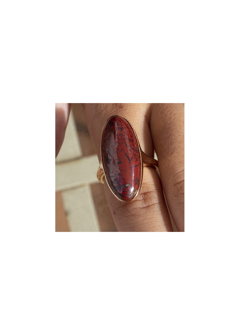 Anillo en Plata Jaspe Brachiato Oval 30x12mm