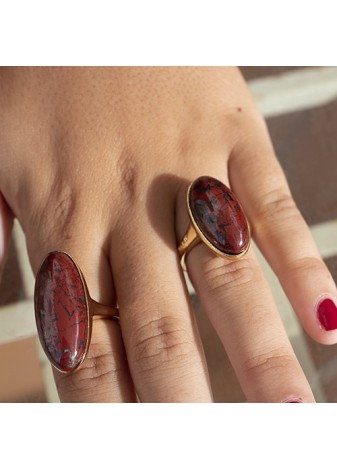Anillo en Plata Jaspe Brachiato Oval 30x12mm