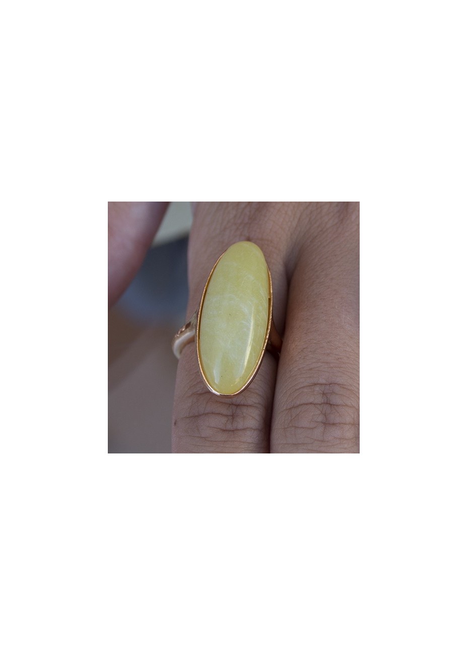 Anillo en Plata Jade Limón Oval 30x12mm