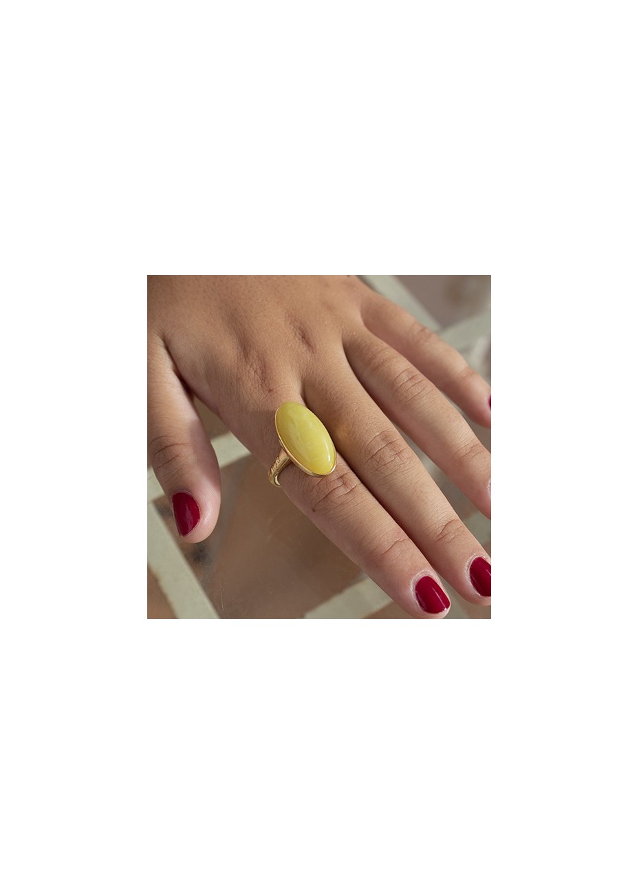 Anillo en Plata Jade limón Oval 20x12mm