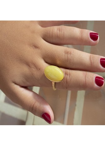 Anillo en Plata Jade limón Oval 20x12mm