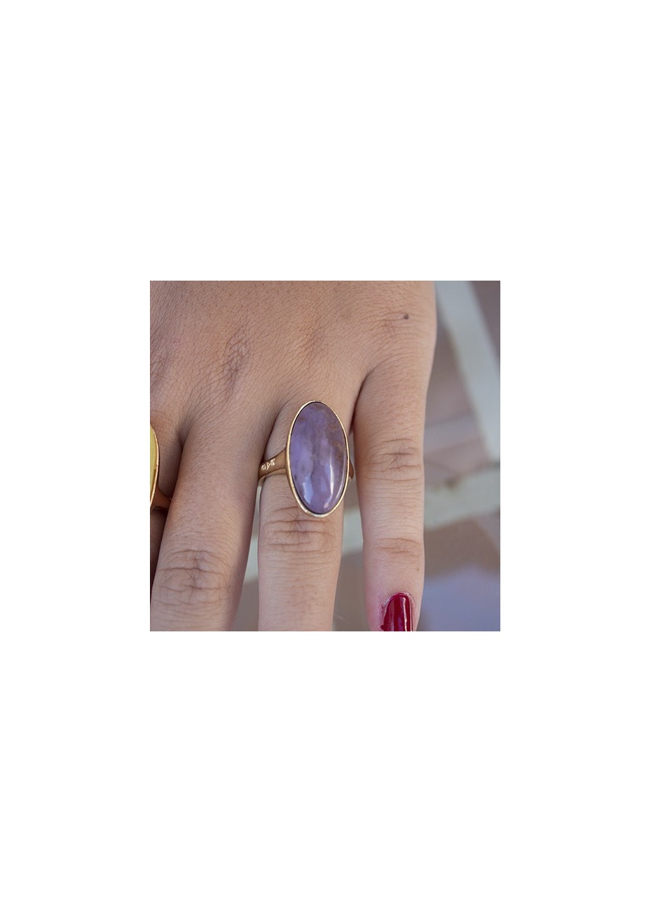 Anillo en Plata Jade Púrpura Oval 20x12mm