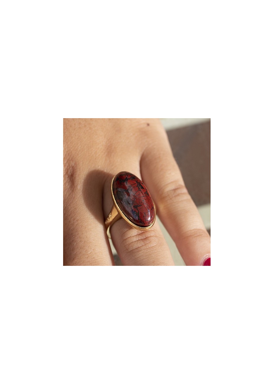 Anillo en Plata Jaspe Brachiato Oval 20x12mm
