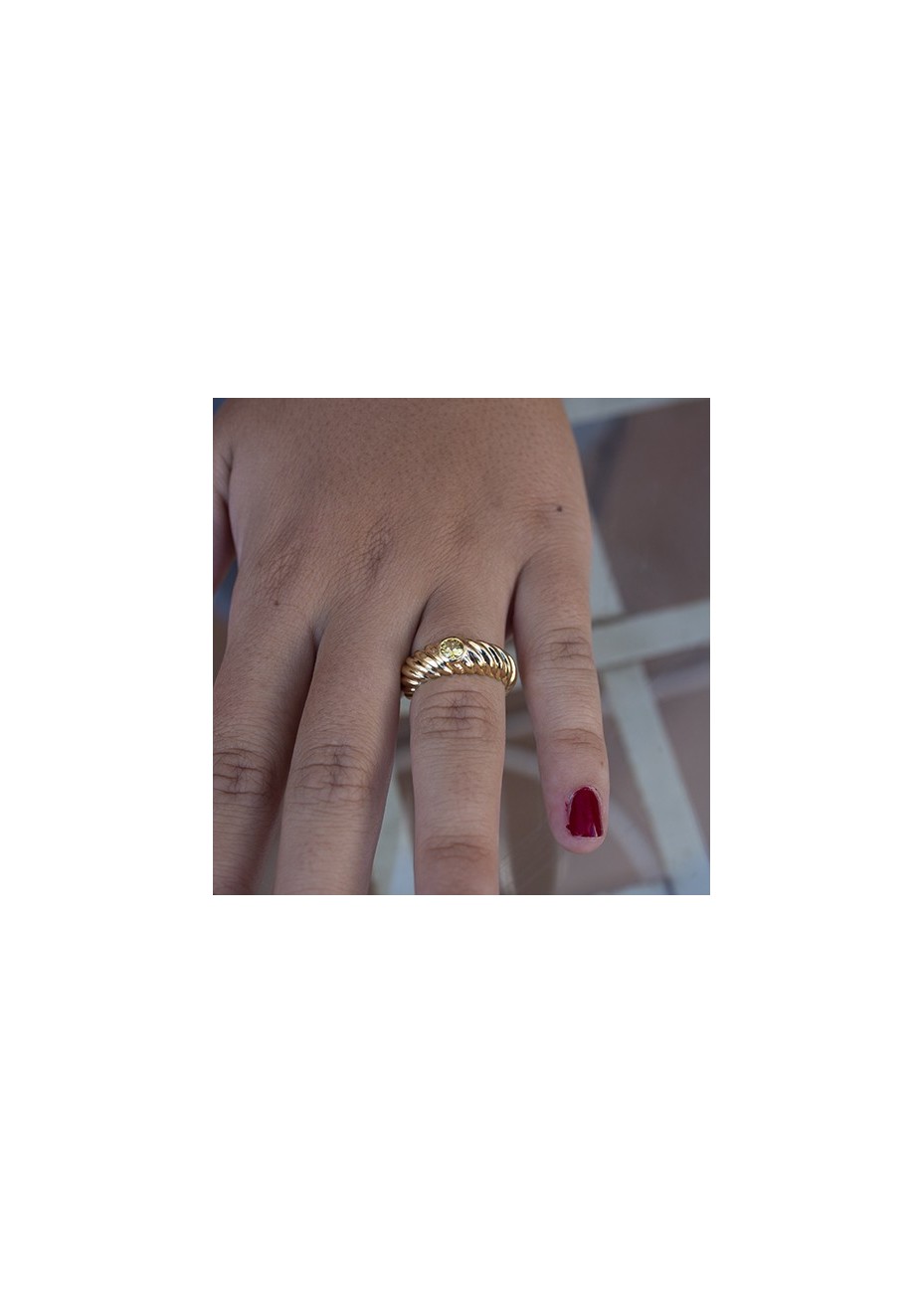 Anillo en Plata Gallón Estrecha Citrino