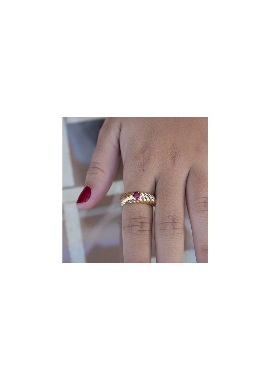 Anillo en Plata Gallón Estrecha Rubí