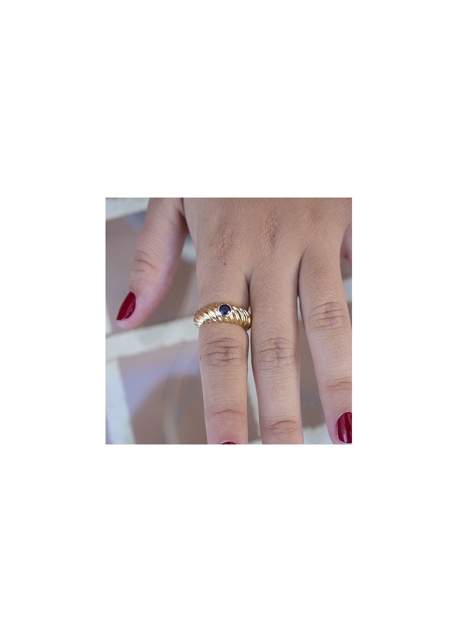 Anillo en Plata Gallón Estrecha Zafiro