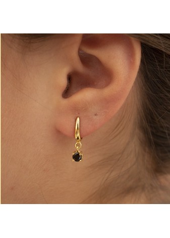 Pendientes Chatón Cz Negra PA