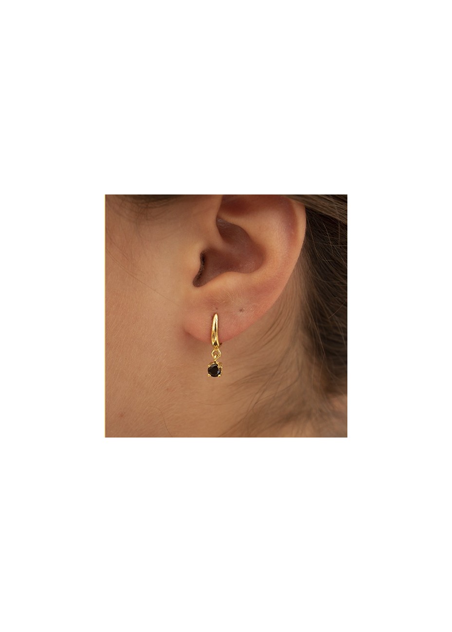 Pendientes Chatón Cz Negra PA