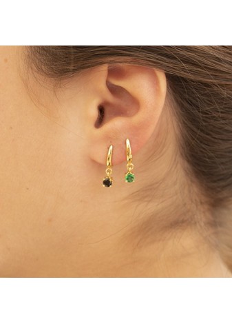 Pendientes Chatón Cz Negra PA