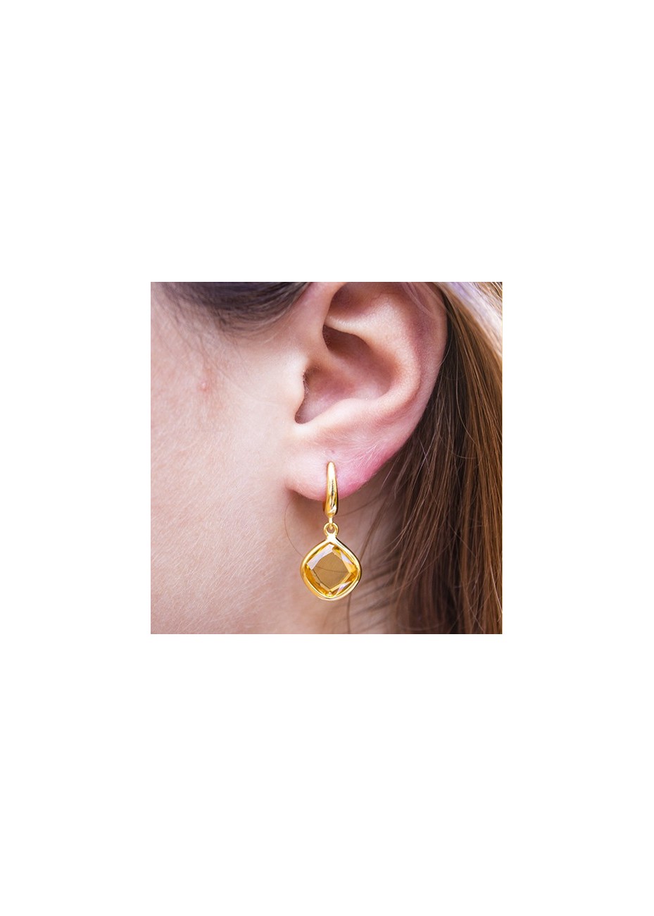 Pendientes en Plata Luna Antic Espinela Citrino Gold