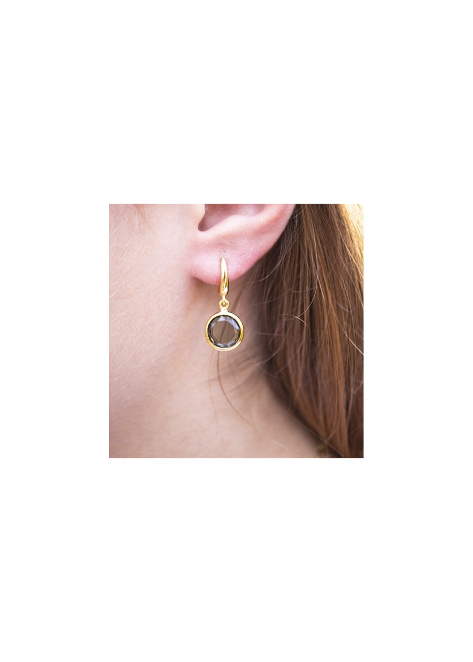 Pendientes en Plata Luna Redondo Espinela Verde Gold