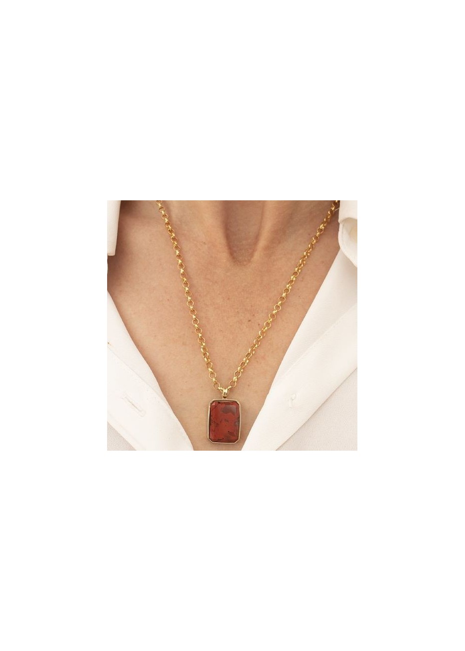 Colgante en Plata Jaspe Brachiato Octógono 20x14mm