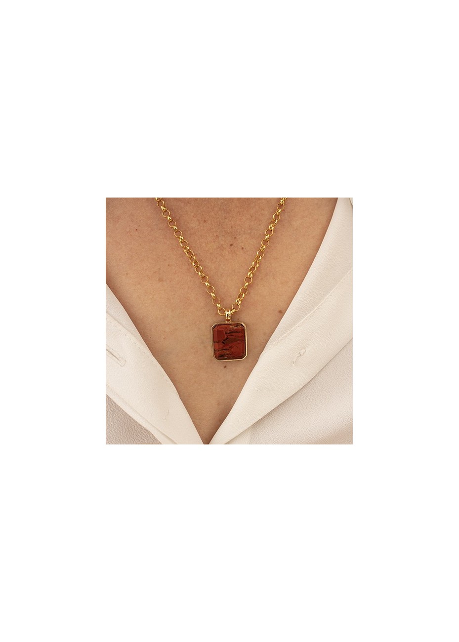 Colgante en Plata Jaspe Brachiato Octógono 16x14mm