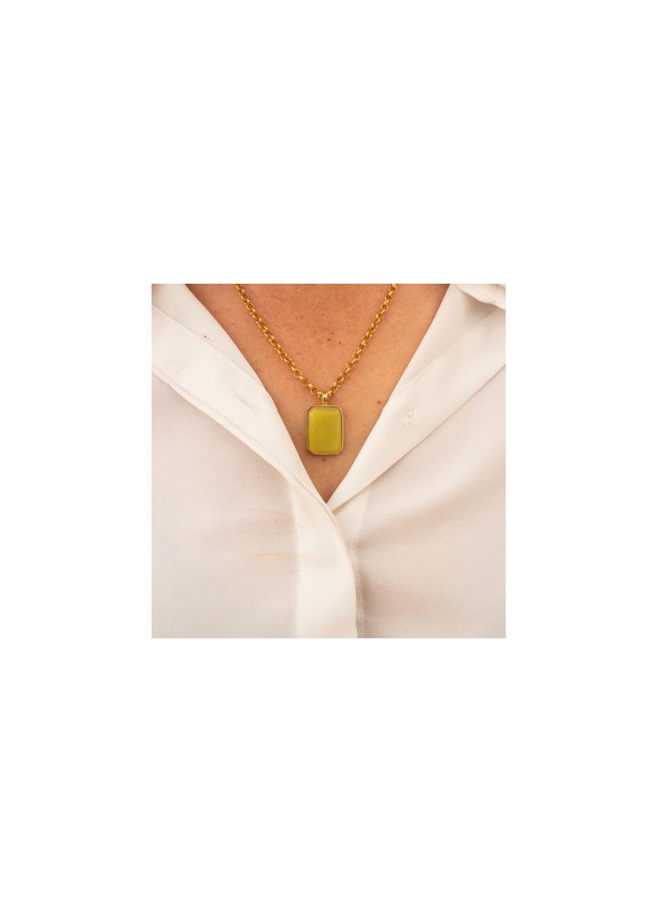 Colgante en Plata Jade Limón Octógono 20x14mm