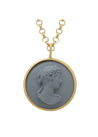 Colgante Camafeo Lava Blue y Cadena en Plata Rala Gold