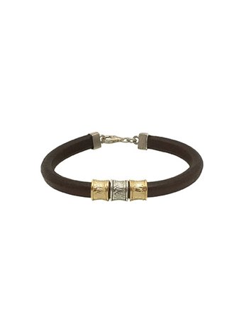 Pulsera Cuero y Plata Bicolor Kere