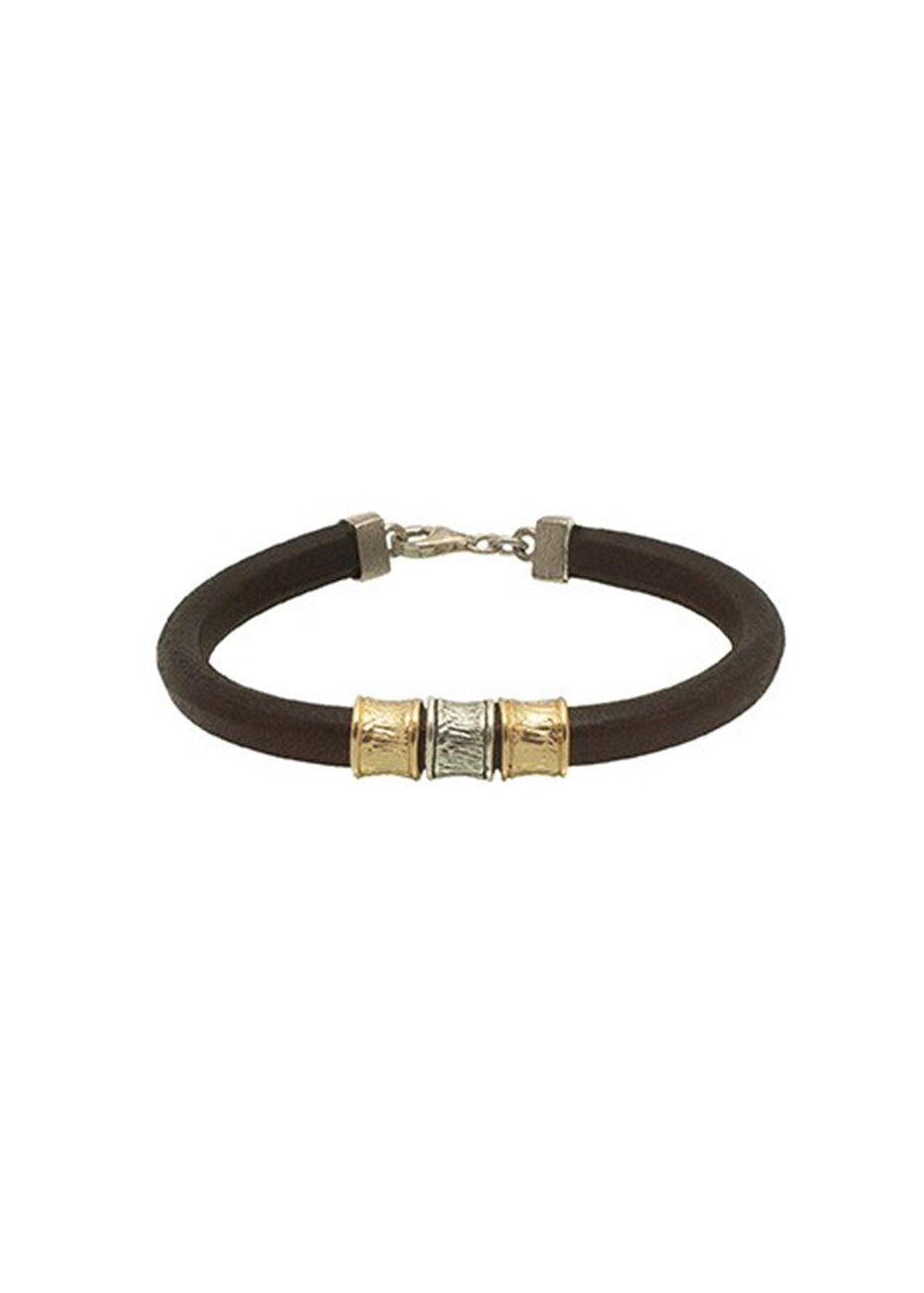 Pulsera Cuero y Plata Bicolor Kere Pulsera Cuero y Plata Bicolor Kere