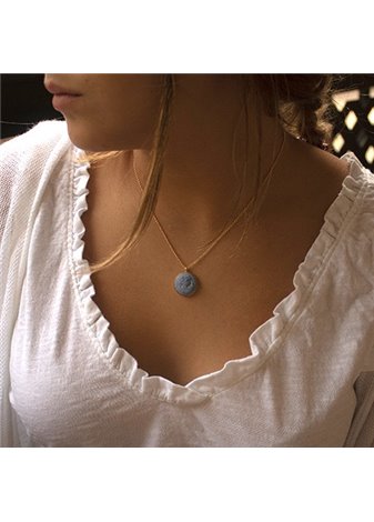 Colgante y Cadena en plata Gold Lava Blue Cir