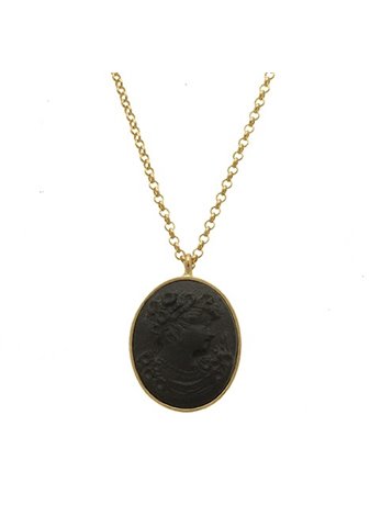 Colgante y Cadena en plata Gold Lava Black Ov