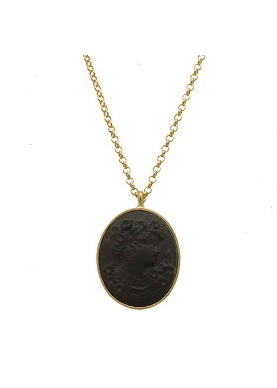 Colgante y Cadena en plata Gold Lava Black Ov Colgante y Cadena en plata Gold Lava Black Ov