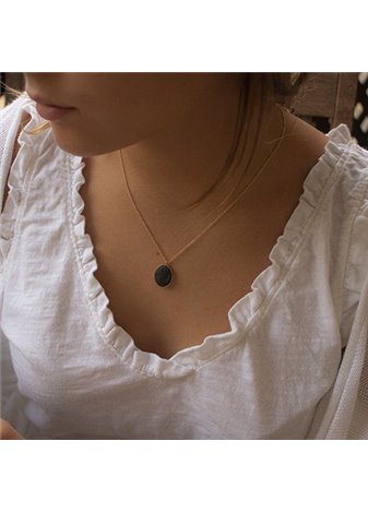 Colgante y Cadena en plata Gold Lava Black Ov