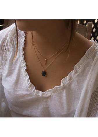 Colgante y Cadena en plata Gold Lava Black Ov