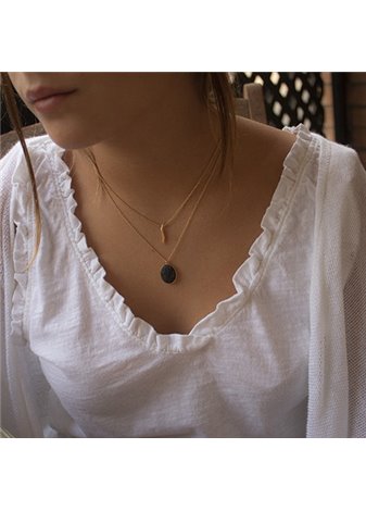 Colgante y Cadena en plata Gold Lava Black Ov