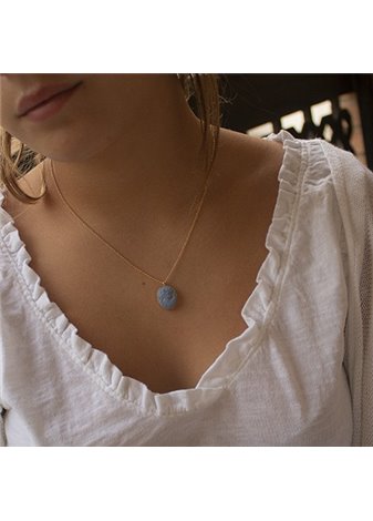 Colgante y Cadena en plata Gold Lava Blue Ov