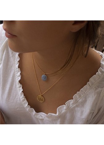 Colgante y Cadena en plata Gold Lava Blue Ov